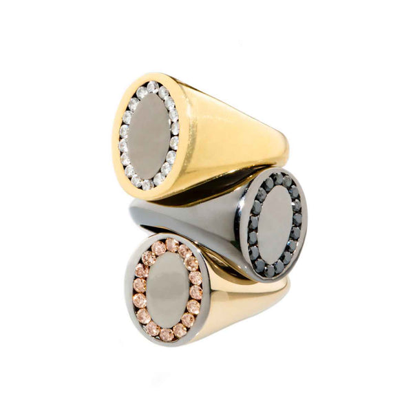 Champagne Diamond Candy Signet Ring