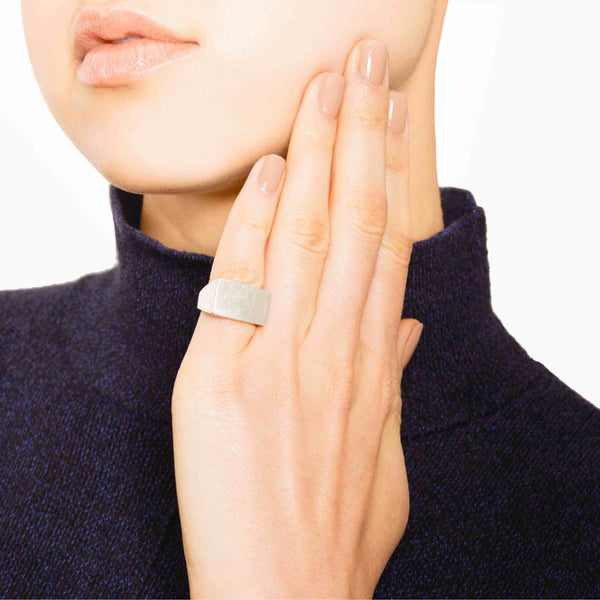 Block Signet Ring Sterling Silver