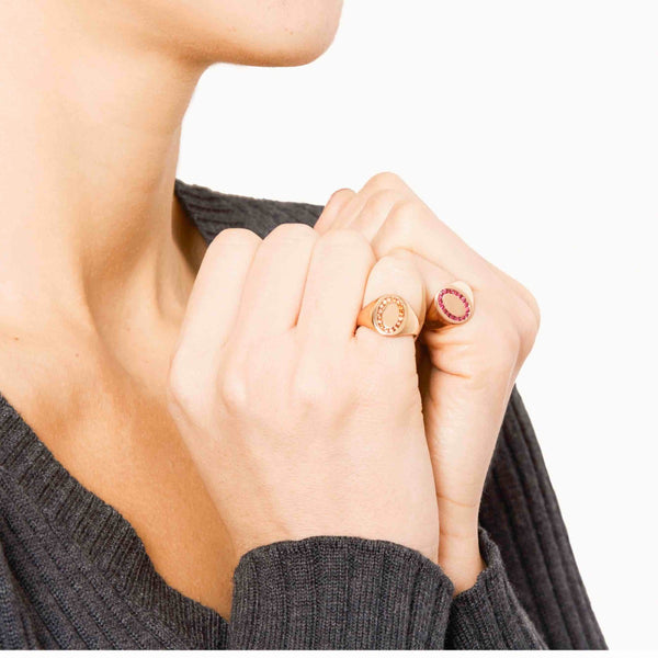 Candy Signet Ring 18k Rose Gold and Ruby
