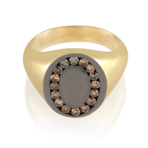 Champagne Diamond Candy Signet Ring