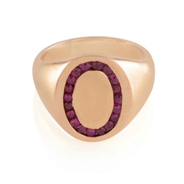 Candy Signet Ring 18k Rose Gold and Ruby