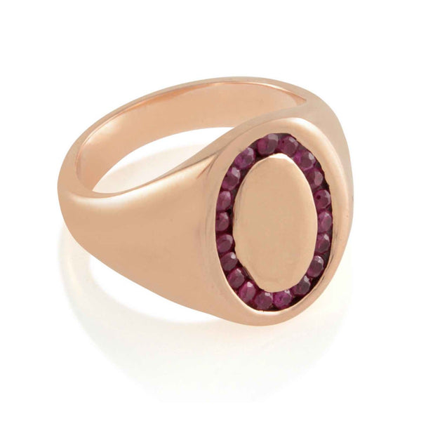 Candy Signet Ring 18k Rose Gold and Ruby