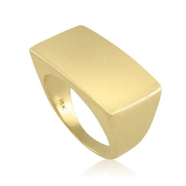 18k Yellow Gold Block Signet Ring