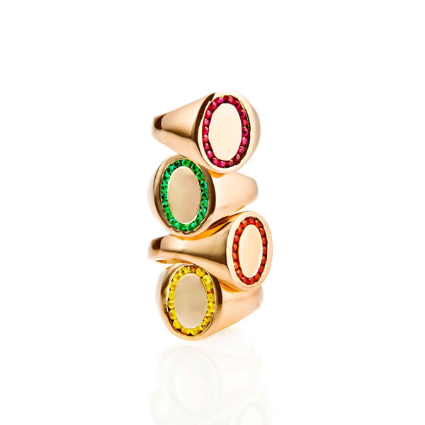 Candy Signet Ring 18k Rose Gold and Ruby