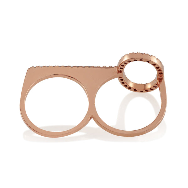 Lineation Diamond Double Finger Ring