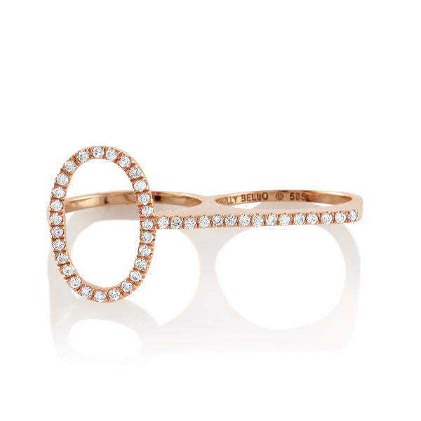 Lineation Diamond Double Finger Ring