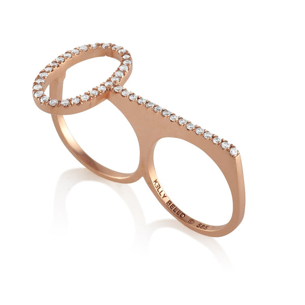 Lineation Diamond Double Finger Ring