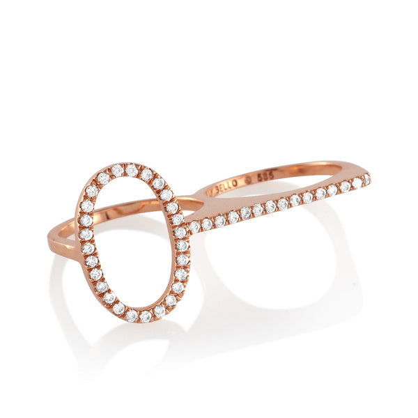 Lineation Diamond Double Finger Ring