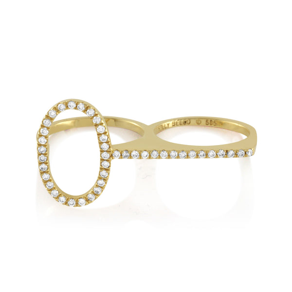 Lineation Diamond Double Finger Ring