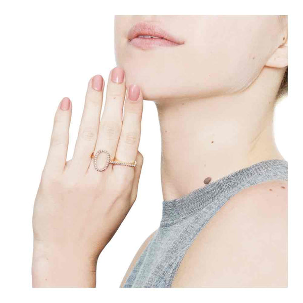 Lineation Diamond Double Finger Ring