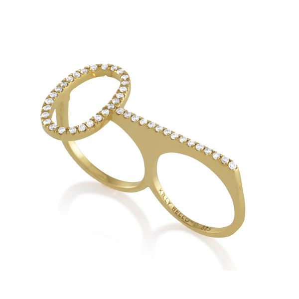 Lineation Diamond Double Finger Ring