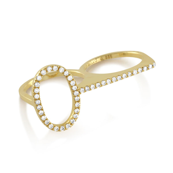 Lineation Diamond Double Finger Ring