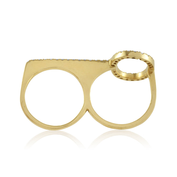 Lineation Diamond Double Finger Ring