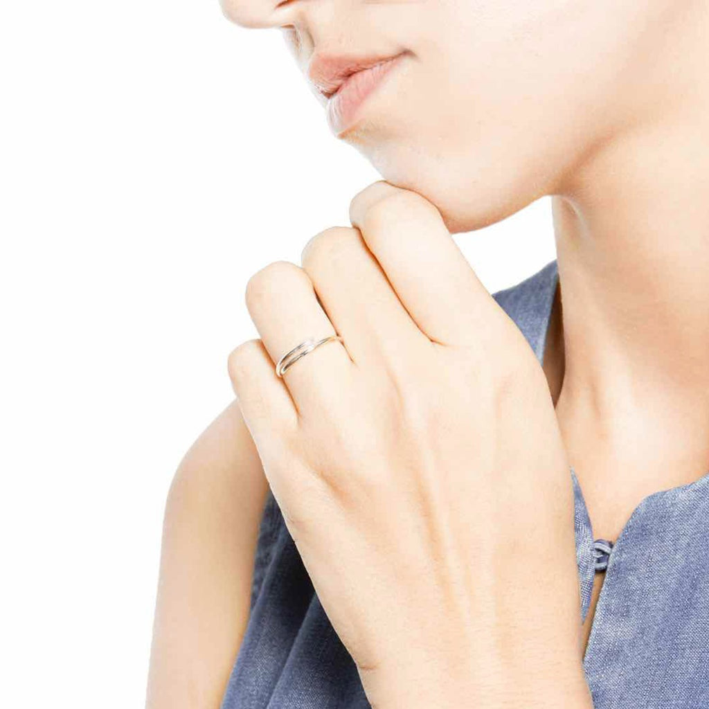 Crossover Silver Band Ring