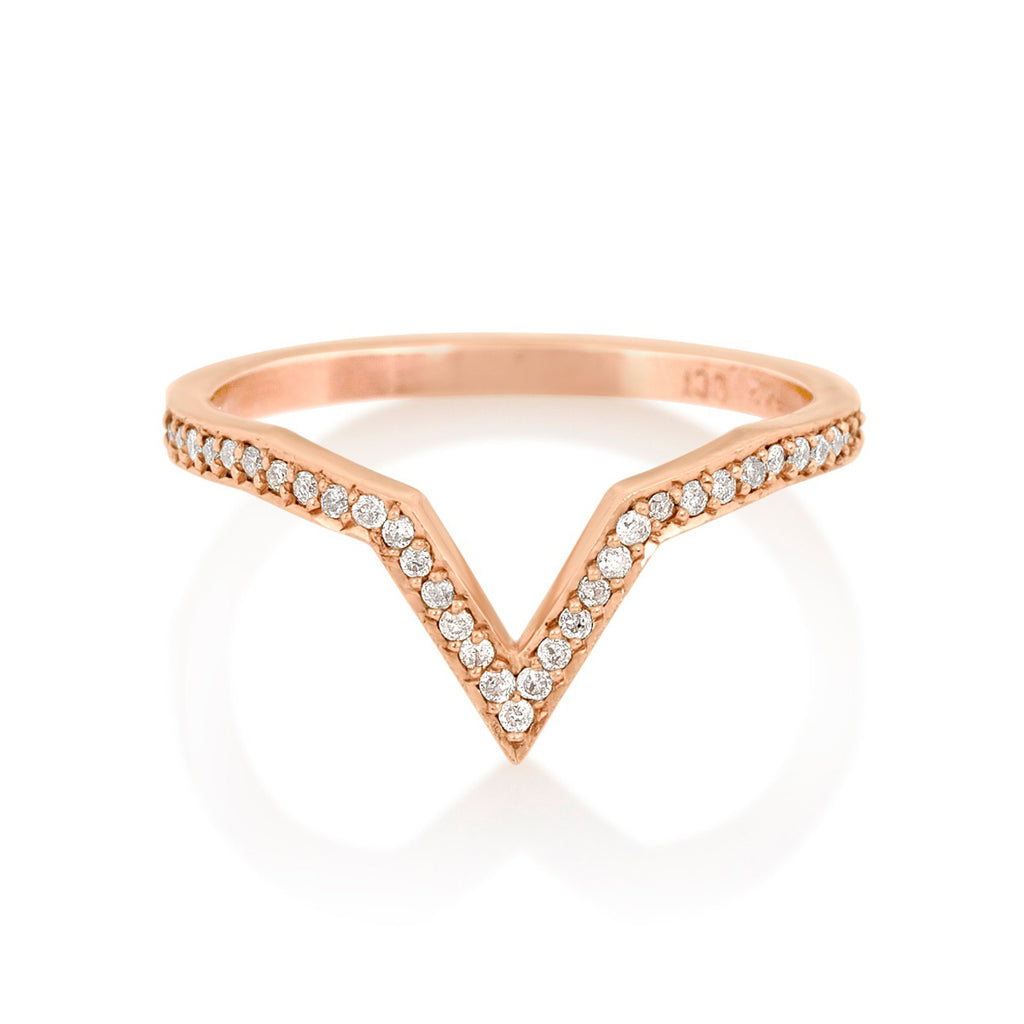 Grey Diamond Pave Star Band