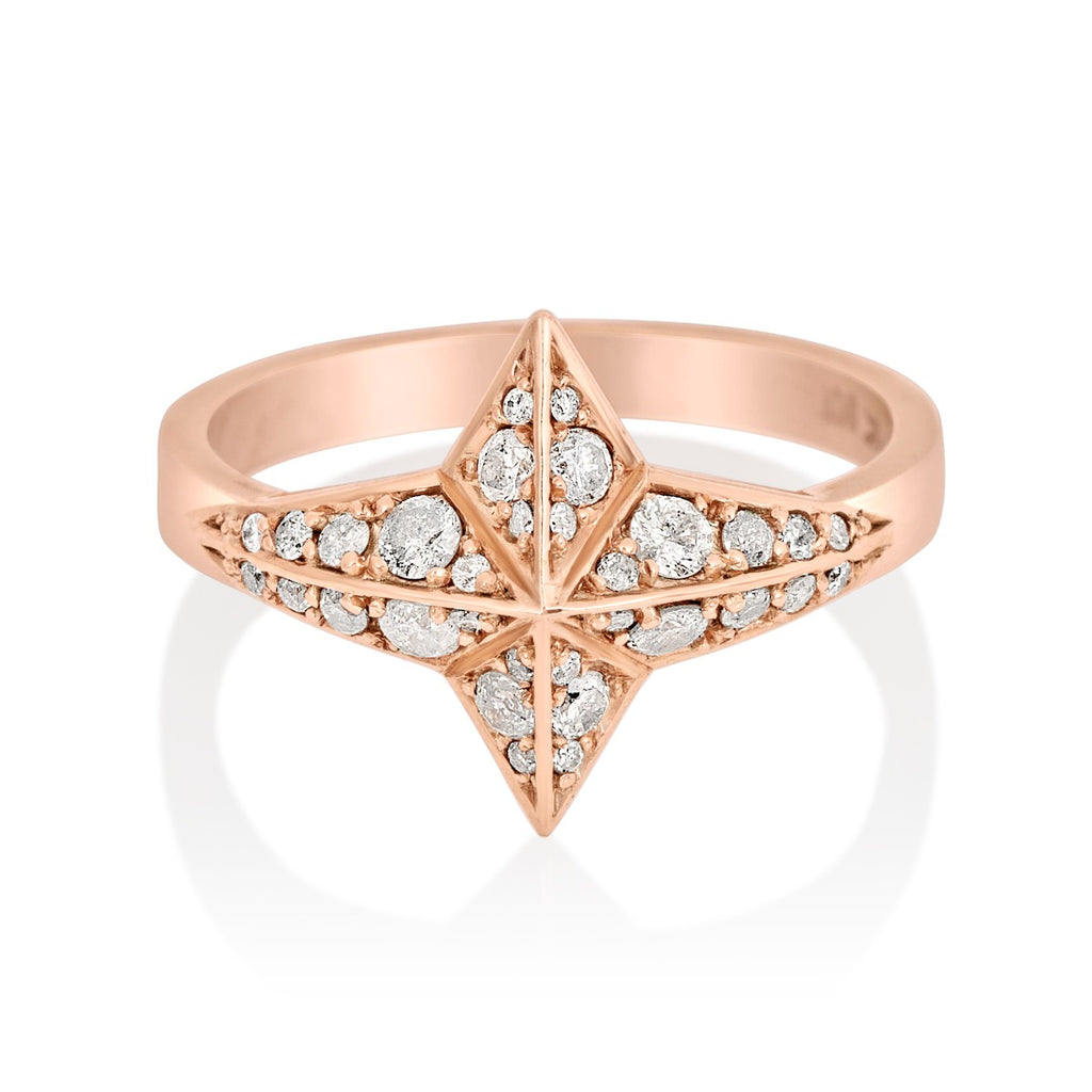 Grey Diamond Pave Star Ring