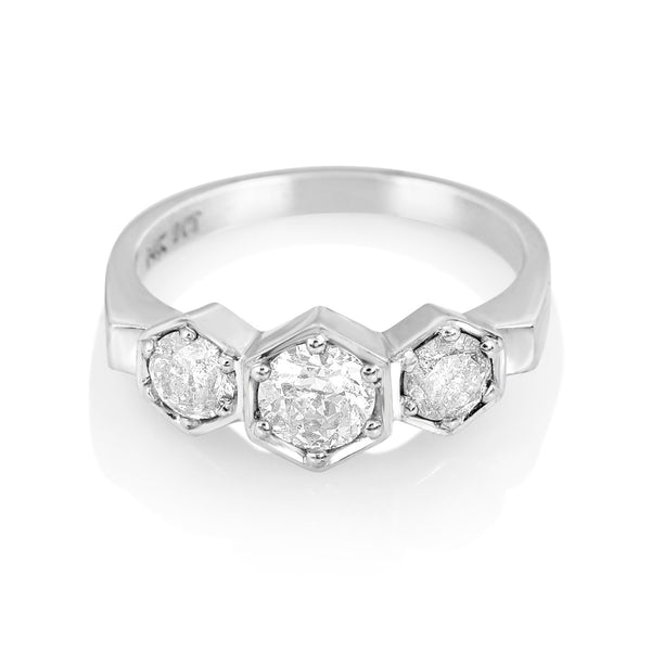 3 Diamond Hexagon Ring