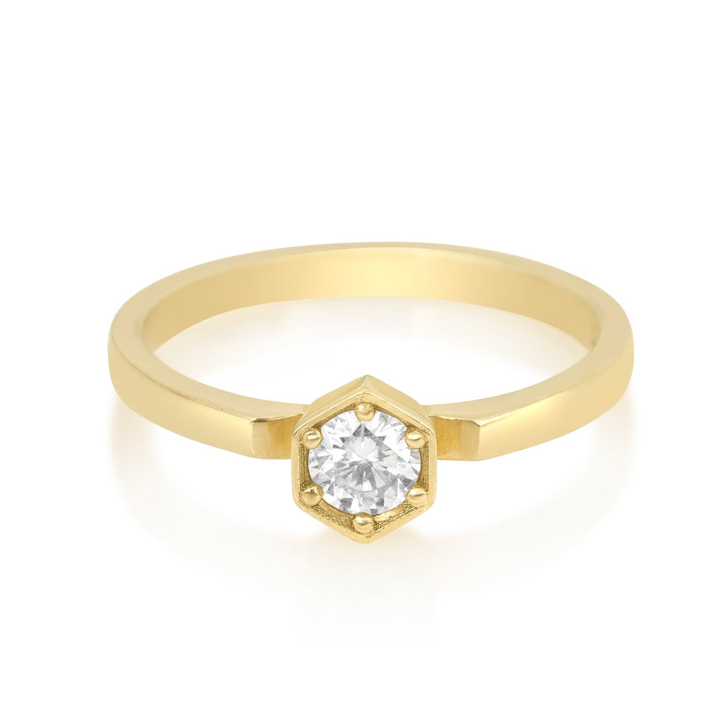 Hexagon Solitaire Ring