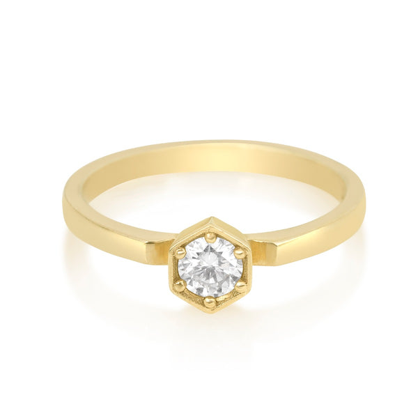 Hexagon Solitaire Ring