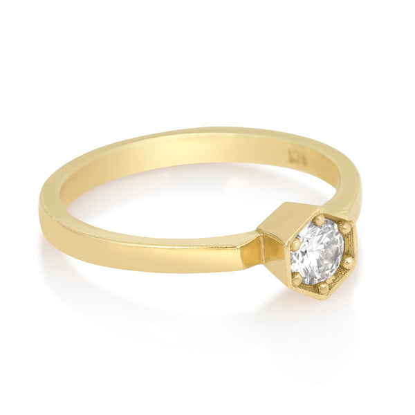 Hexagon Solitaire Ring