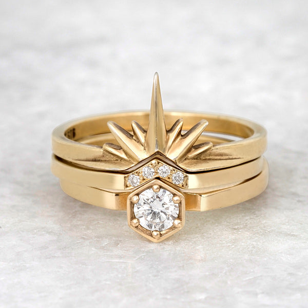 Hexagon Solitaire Ring