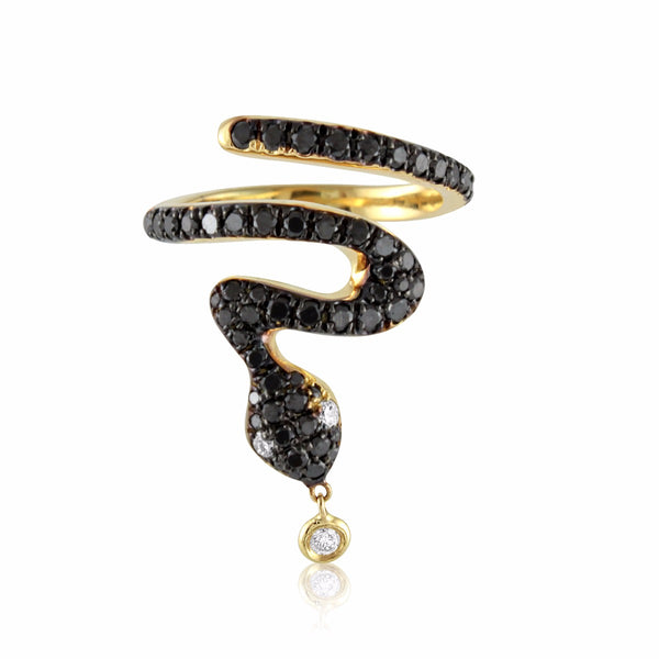 Black Diamond Snake Midi Ring