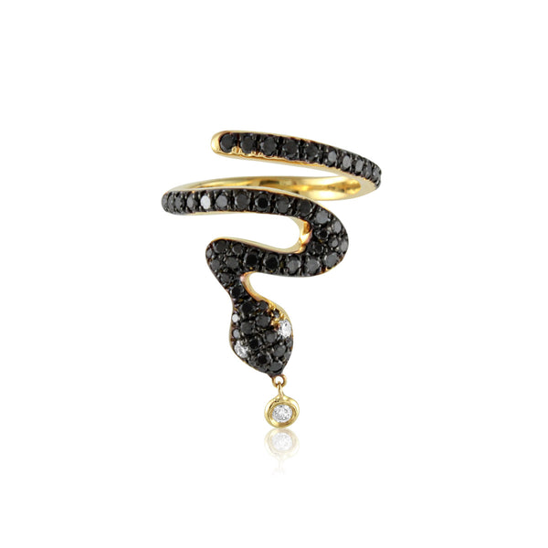 Black Diamond Snake Midi Ring