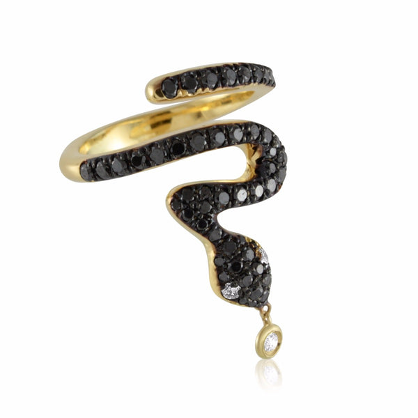 Black Diamond Snake Midi Ring