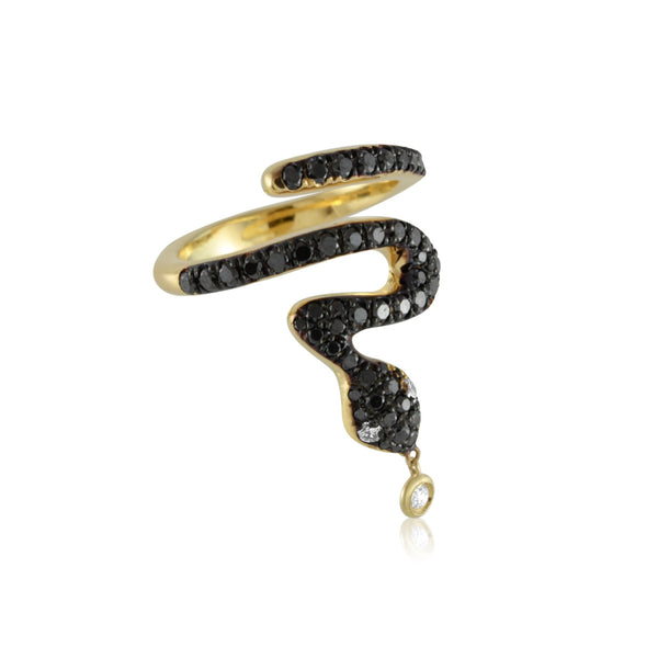 Black Diamond Snake Midi Ring