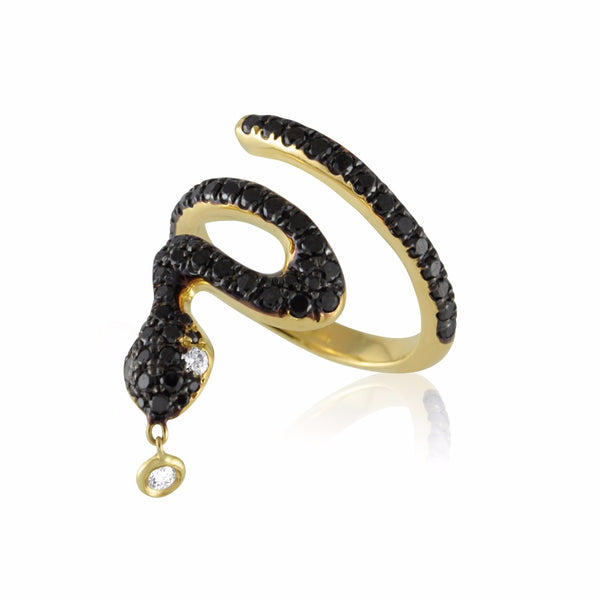 Black Diamond Snake Midi Ring