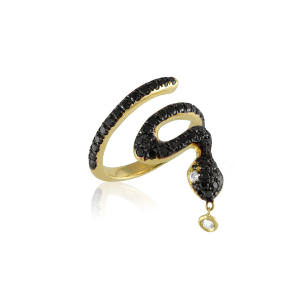 Black Diamond Snake Midi Ring