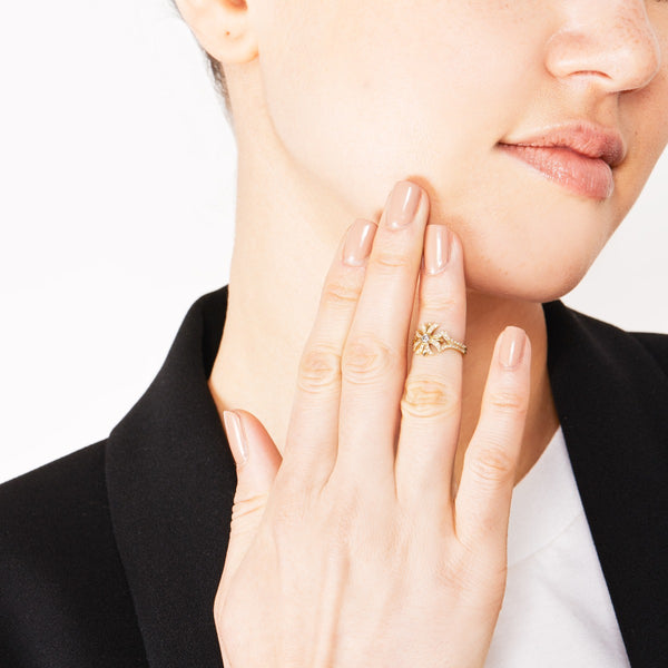 Diamond Cross Midi Ring