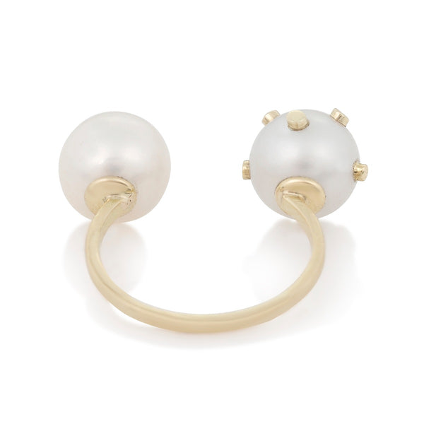 Gold Dot Pearl Double Ring