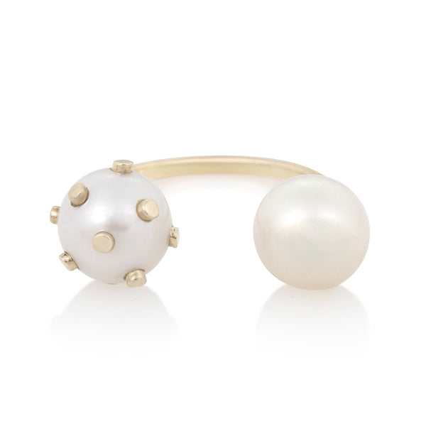 Gold Dot Pearl Double Ring