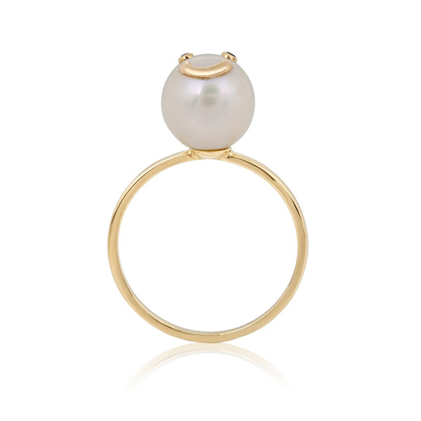 Gold Smiley Pearl Ring