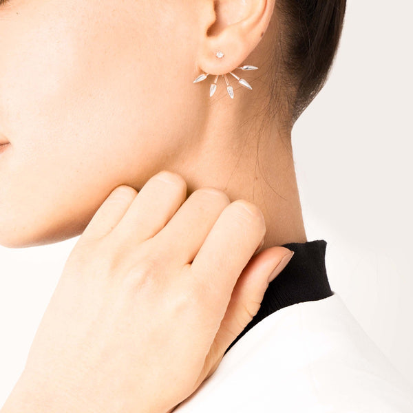 Diamond Five Spike Silver Ear Jacket