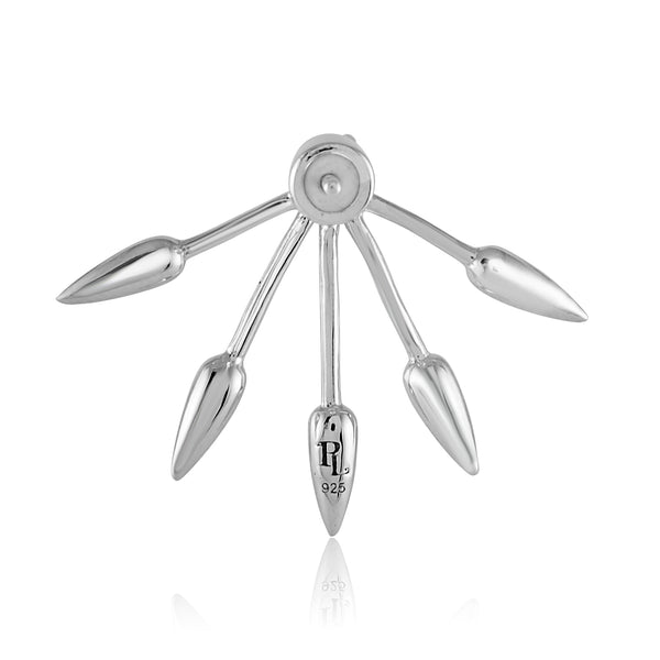Diamond Five Spike Silver Ear Jacket