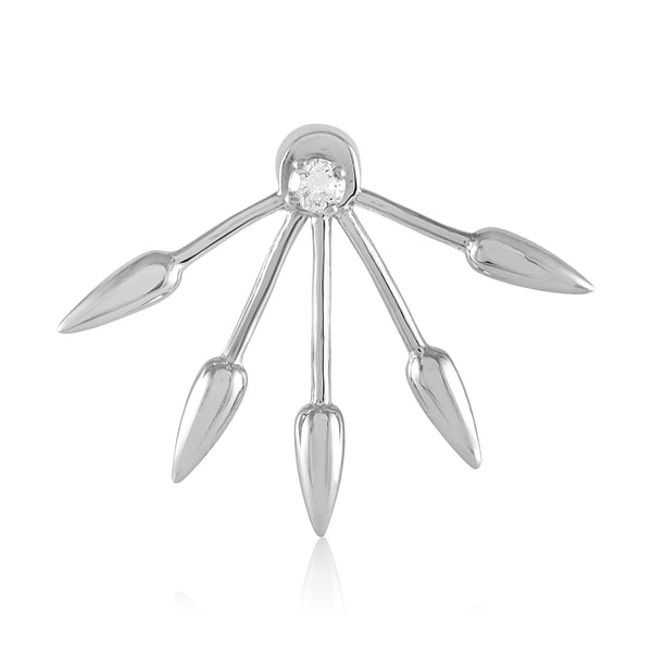 Diamond Five Spike Silver Ear Jacket