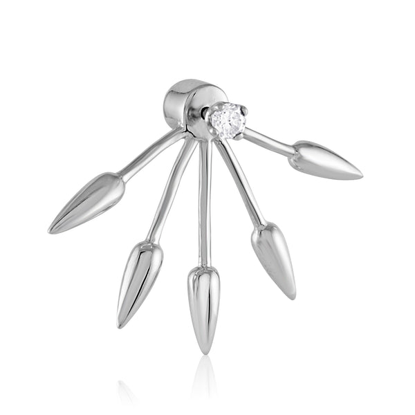 Diamond Five Spike Silver Ear Jacket