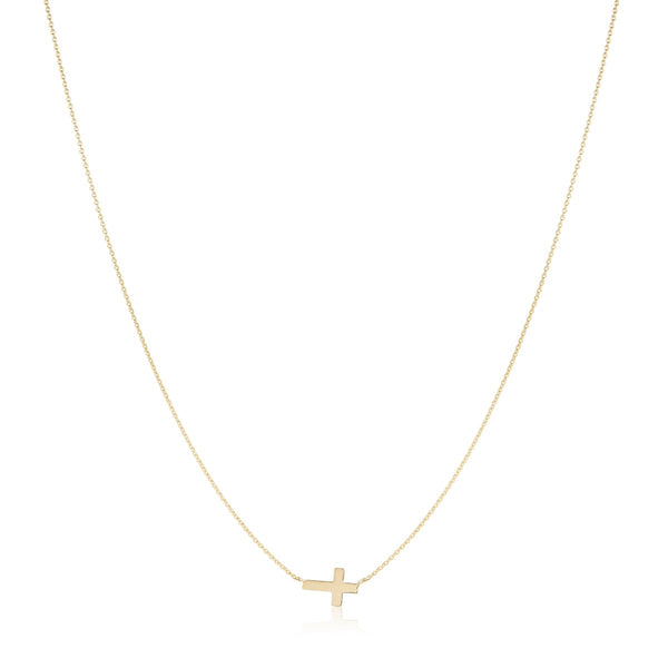 Gold Sideways Cross Necklace