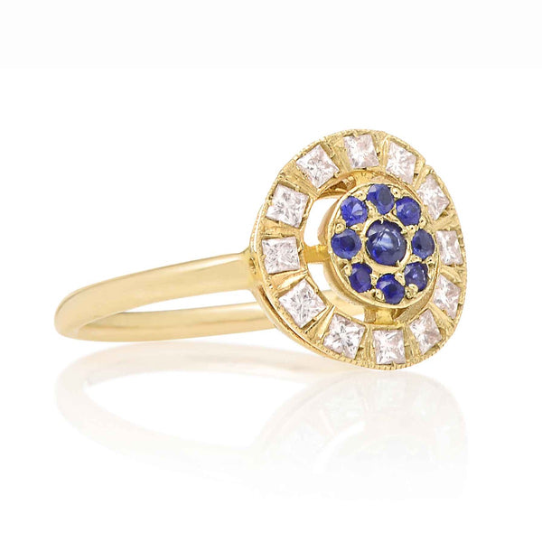 Harlequin Blue Sapphire Ring