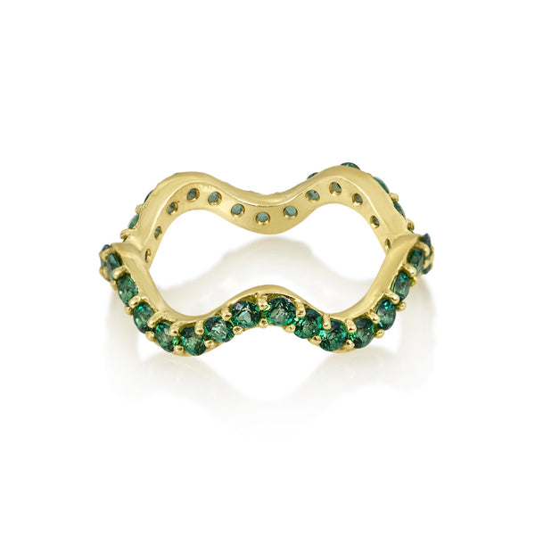 Green Topaz Wiggly Band Ring