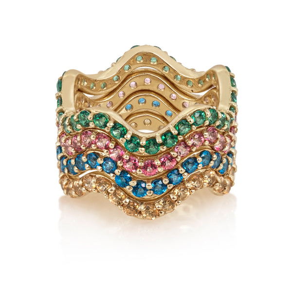 Green Topaz Wiggly Band Ring