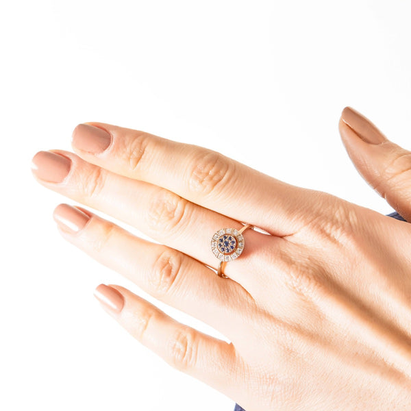 Harlequin Blue Sapphire Ring