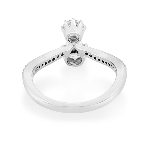 Double White Gold Round Old Mine Cut Diamond Ring