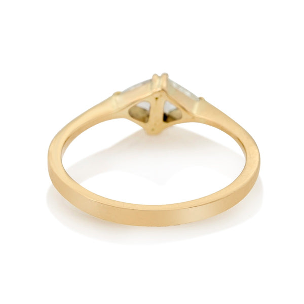 Horizontal White Trillion Rose Cut Diamond Ring