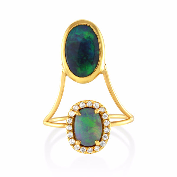 Galaxy Opal and Diamond Ring