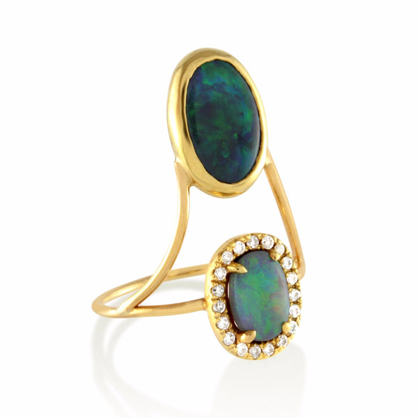 Galaxy Opal and Diamond Ring