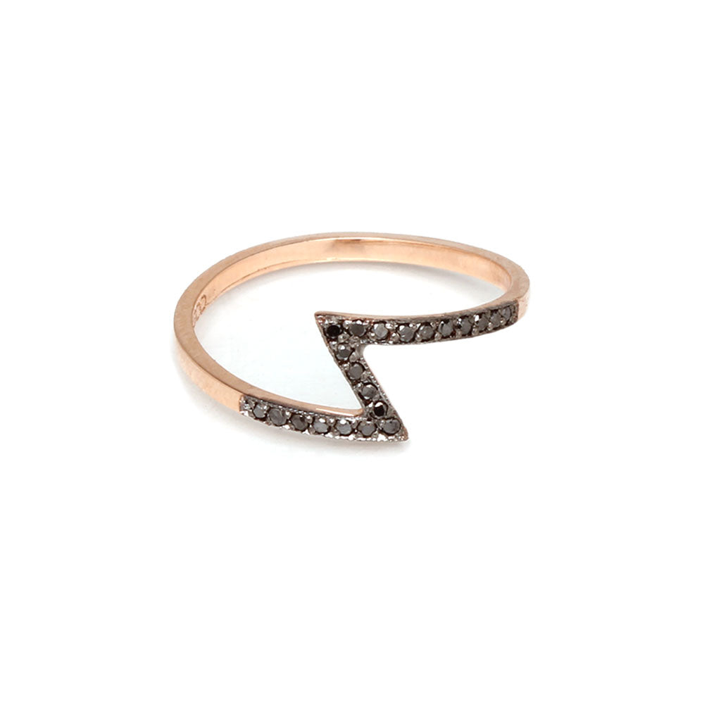 Black Pave Lightning Bolt Ring