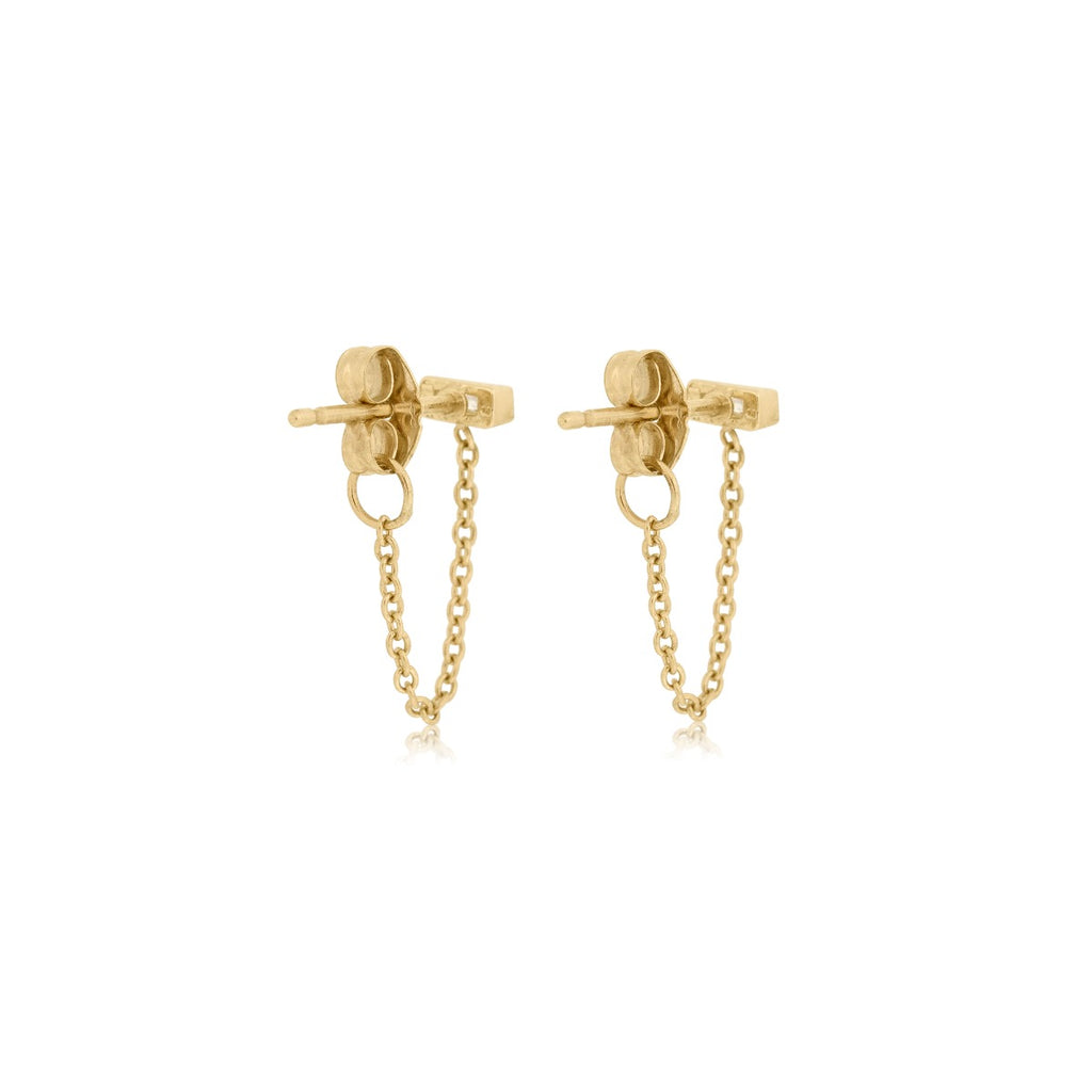 Diamond Baguette Chain Studs